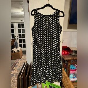 Vintage SANDRA DARREN Black/White/Yellow Polka dot dress size 10P